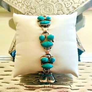 Handcrafted Sterling Silver Genuine Turquoise Woman’s Bracelet